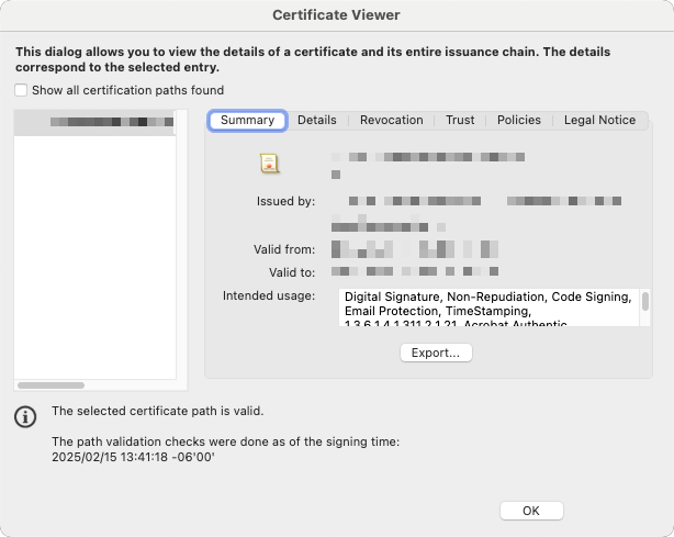 Certificate Summary