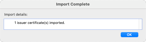 Root CA Import Complete